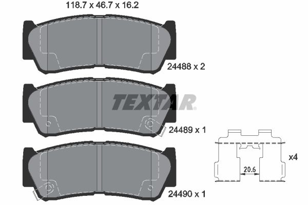 Комплект гальмівних накладок, дискове гальмо TEXTAR 2448801