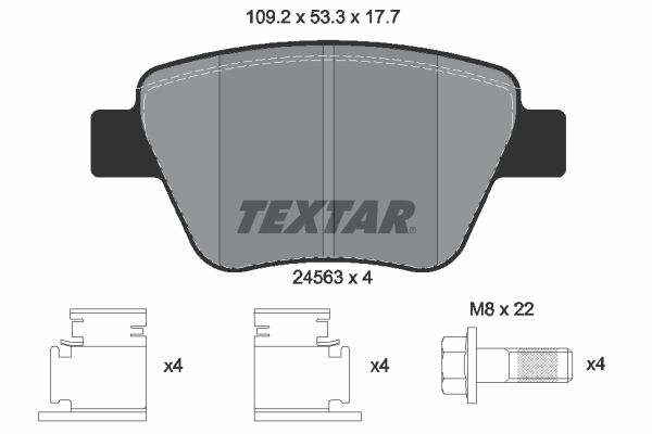 Комплект гальмівних накладок, дискове гальмо TEXTAR 2456301