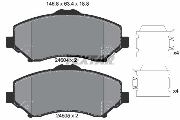 Комплект гальмівних накладок, дискове гальмо TEXTAR 2460401