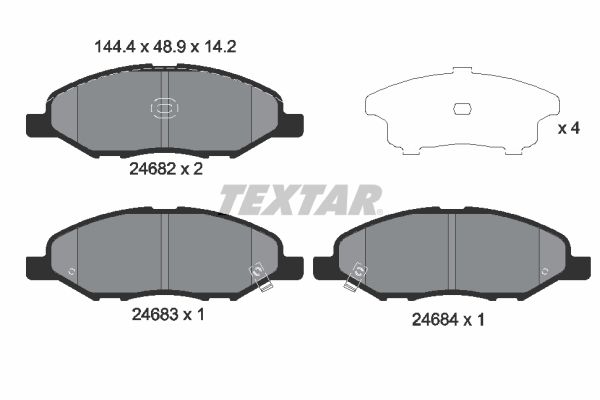 Комплект гальмівних накладок, дискове гальмо TEXTAR 2468201