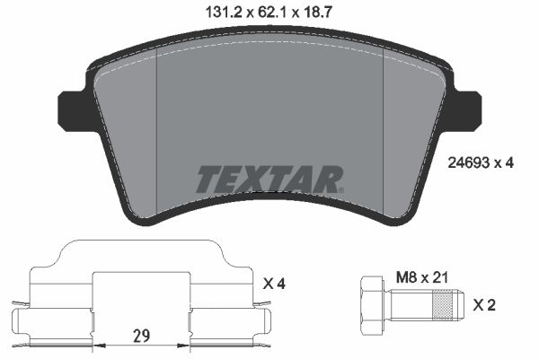 Комплект гальмівних накладок, дискове гальмо TEXTAR 2469301