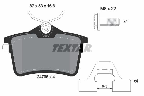 Комплект гальмівних накладок, дискове гальмо TEXTAR 2476501