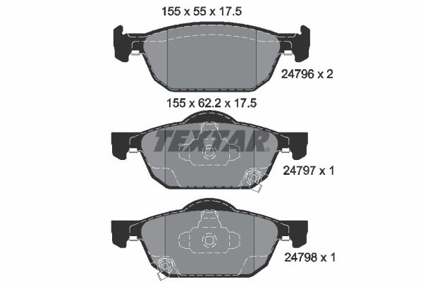 Комплект гальмівних накладок, дискове гальмо TEXTAR 2479601