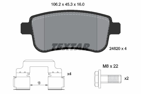 Brake Pad Set, disc brake TEXTAR 2482001