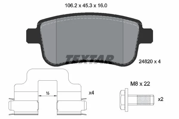 Brake Pad Set, disc brake TEXTAR 2482002