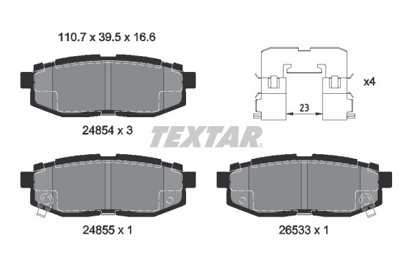 Комплект гальмівних накладок, дискове гальмо TEXTAR 2485401