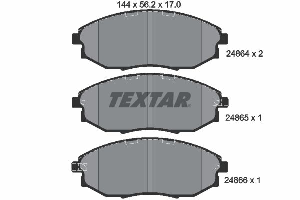 Комплект гальмівних накладок, дискове гальмо TEXTAR 2486401