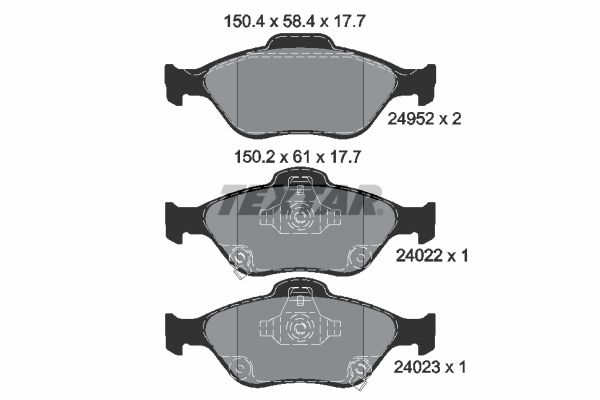 Комплект гальмівних накладок, дискове гальмо TEXTAR 2495201