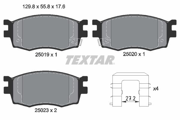 Комплект гальмівних накладок, дискове гальмо TEXTAR 2501901