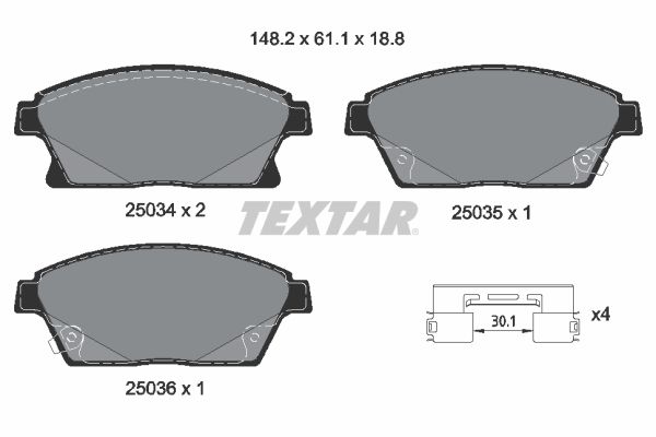 Stabdžių trinkelių rinkinys, diskinis stabdys TEXTAR 2503401