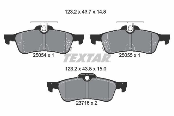 Комплект гальмівних накладок, дискове гальмо TEXTAR 2505401