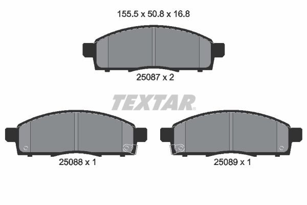 Комплект гальмівних накладок, дискове гальмо TEXTAR 2508701