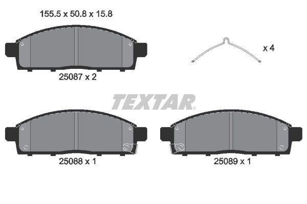 Комплект гальмівних накладок, дискове гальмо TEXTAR 2508703