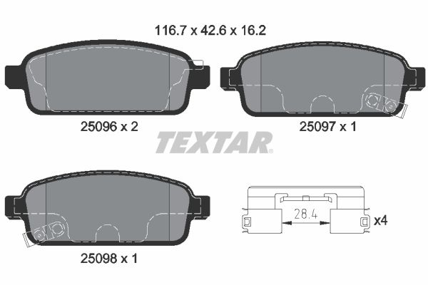 Brake Pad Set, disc brake TEXTAR 2509606