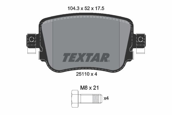 Комплект гальмівних накладок, дискове гальмо TEXTAR 2511001