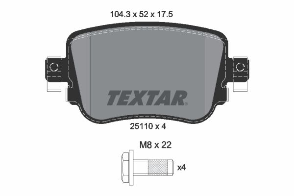 Stabdžių trinkelių rinkinys, diskinis stabdys TEXTAR 2511003