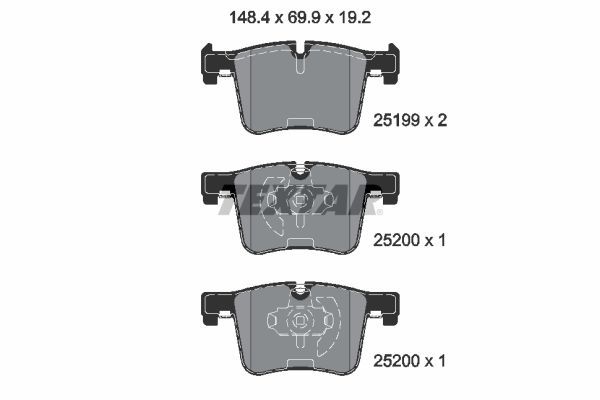 Комплект гальмівних накладок, дискове гальмо TEXTAR 2519901