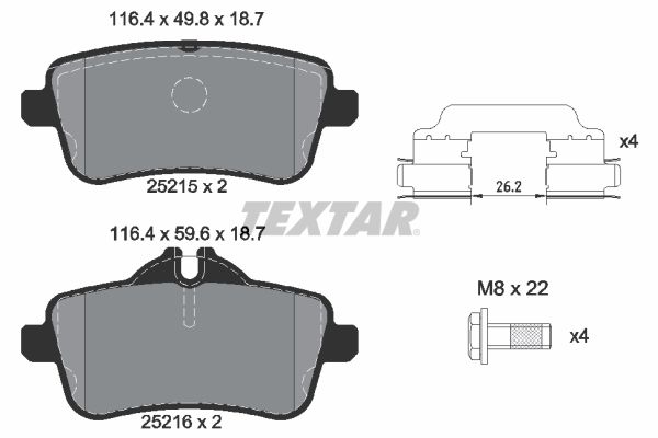 Brake Pad Set, disc brake TEXTAR 2521501