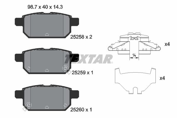 Brake Pad Set, disc brake TEXTAR 2525801