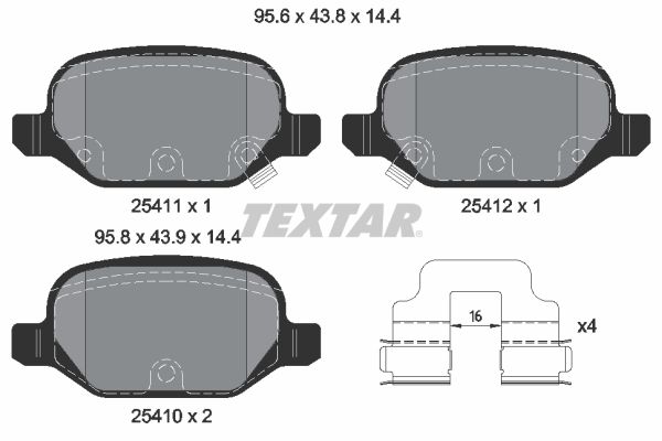 Комплект гальмівних накладок, дискове гальмо TEXTAR 2541101