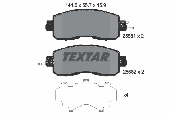 Комплект гальмівних накладок, дискове гальмо TEXTAR 2558101