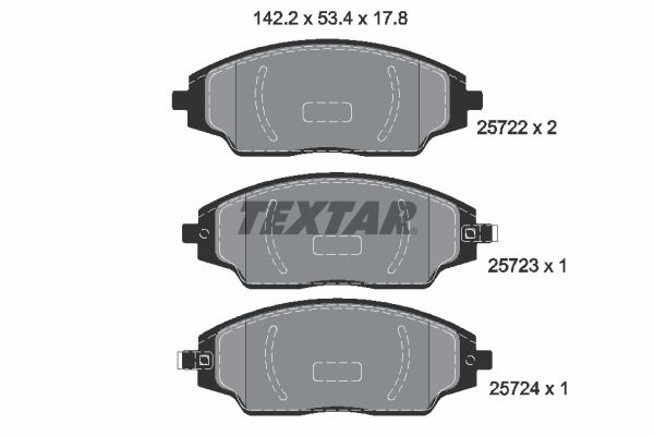 Комплект гальмівних накладок, дискове гальмо TEXTAR 2572201