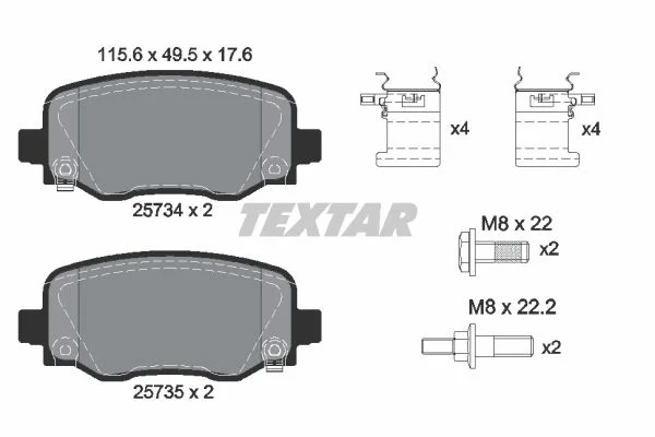 Stabdžių trinkelių rinkinys, diskinis stabdys TEXTAR 2573401