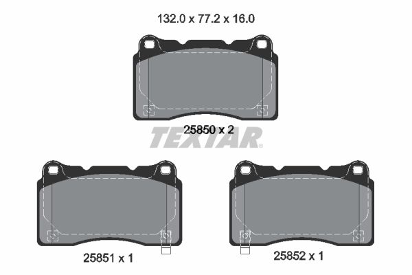 Комплект гальмівних накладок, дискове гальмо TEXTAR 2585001