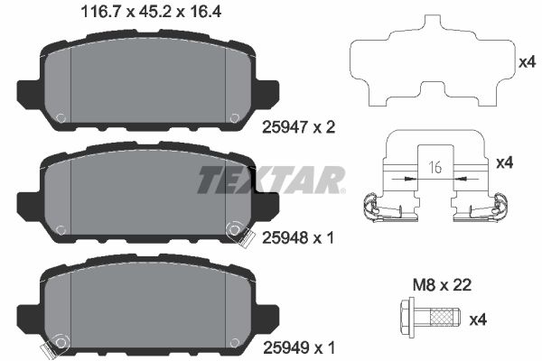 Brake Pad Set, disc brake TEXTAR 2594701