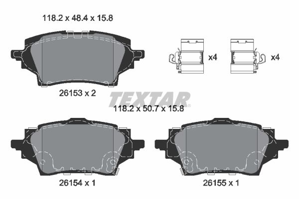 Brake Pad Set, disc brake TEXTAR 2615301