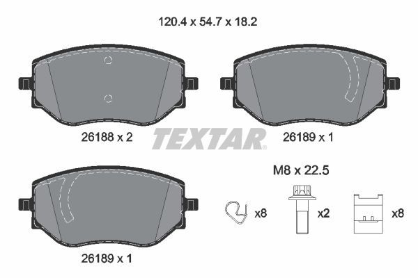 Stabdžių trinkelių rinkinys, diskinis stabdys TEXTAR 2618801