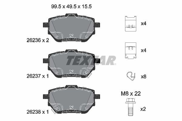 Комплект гальмівних накладок, дискове гальмо TEXTAR 2623601