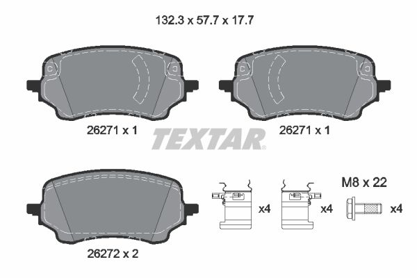 Комплект гальмівних накладок, дискове гальмо TEXTAR 2627101