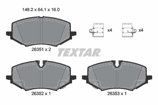 Stabdžių trinkelių rinkinys, diskinis stabdys TEXTAR 2635102