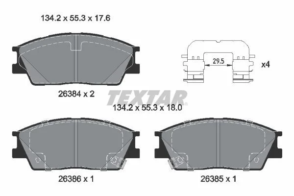 Stabdžių trinkelių rinkinys, diskinis stabdys TEXTAR 2638401