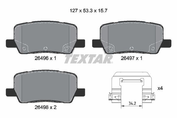 Brake Pad Set, disc brake TEXTAR 2649601