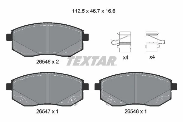Stabdžių trinkelių rinkinys, diskinis stabdys TEXTAR 2654601