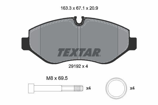 Комплект гальмівних накладок, дискове гальмо TEXTAR 2919209