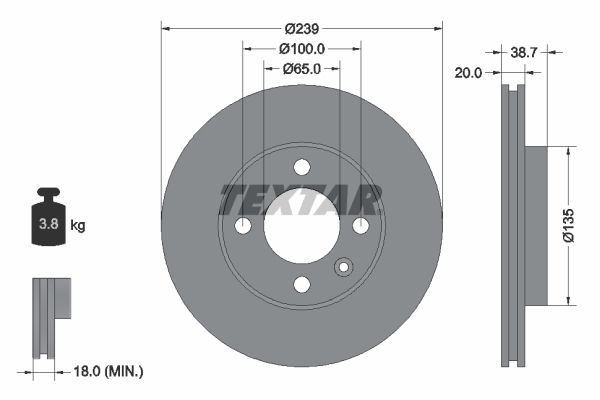 Stabdžių diskas TEXTAR 92012103