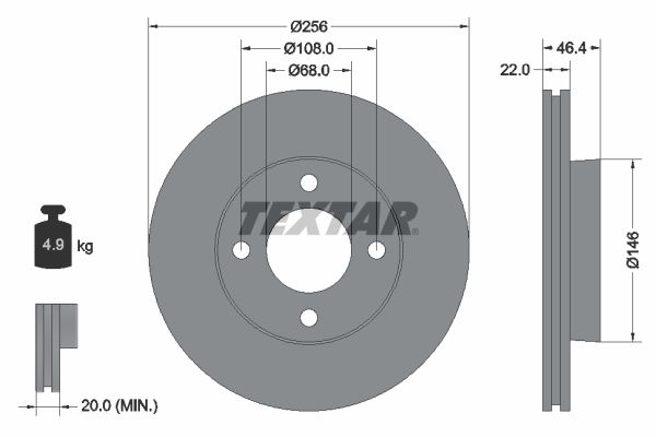 Brake Disc TEXTAR 92026000