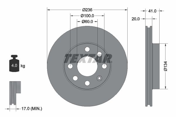 Brake Disc TEXTAR 92029603