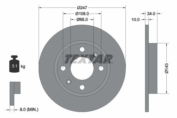 Brake Disc TEXTAR 92029803