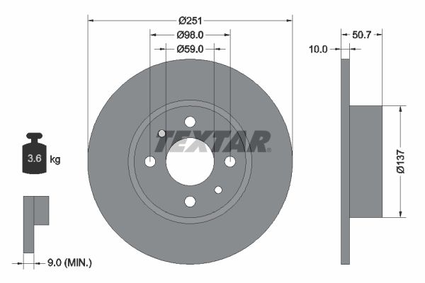 Brake Disc TEXTAR 92034203