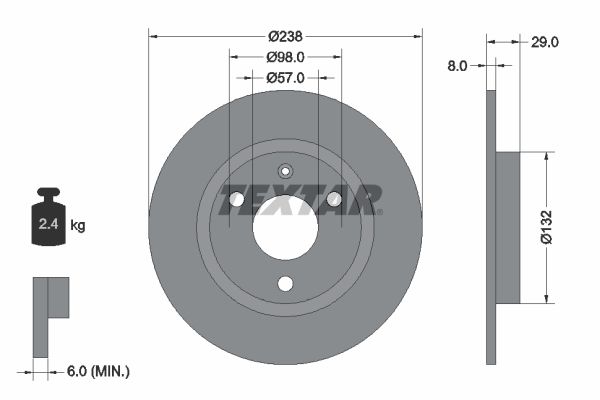 Brake Disc TEXTAR 92038500