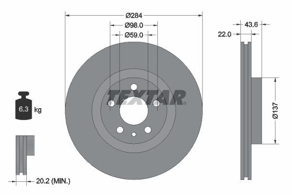 Brake Disc TEXTAR 92046803