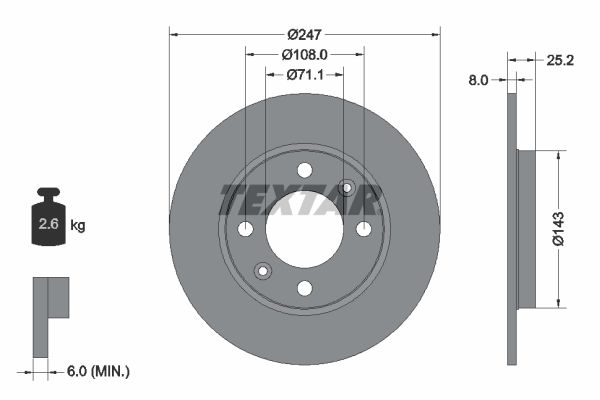 Stabdžių diskas TEXTAR 92055003