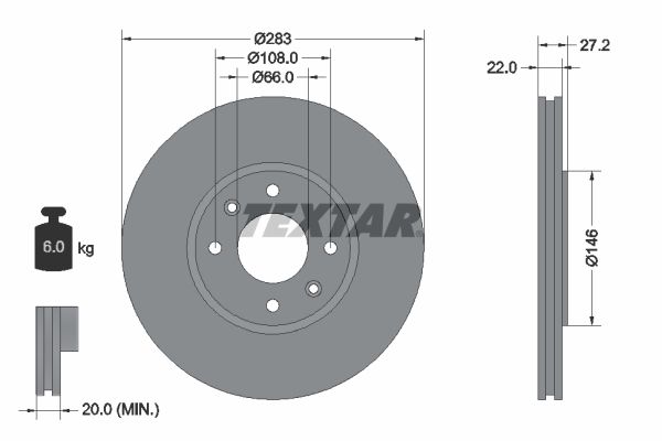 Brake Disc TEXTAR 92059600