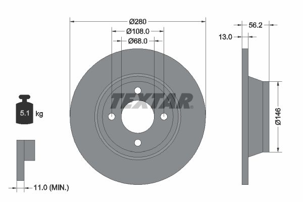 Гальмівний диск TEXTAR 92060400