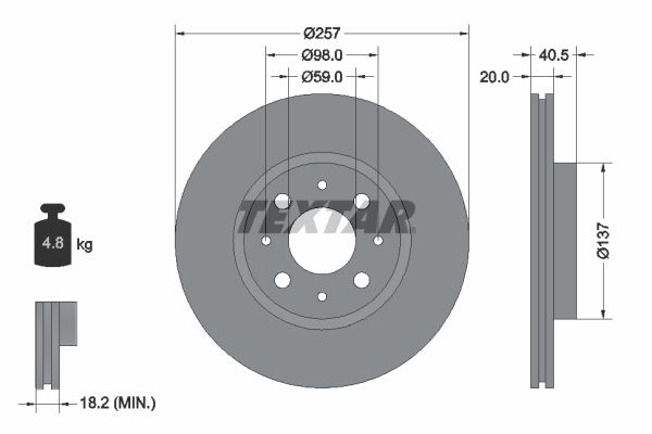 Brake Disc TEXTAR 92068503