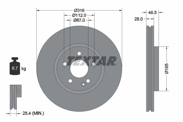 Brake Disc TEXTAR 92073100